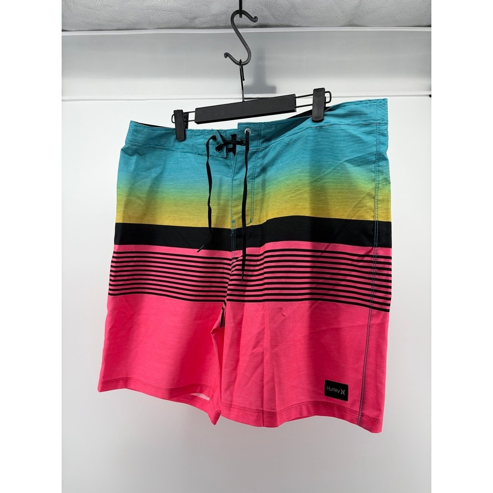 Hurley Board Shorts, Pink Striped Swim Trunks Boca Barranca Board, Men's Size 34